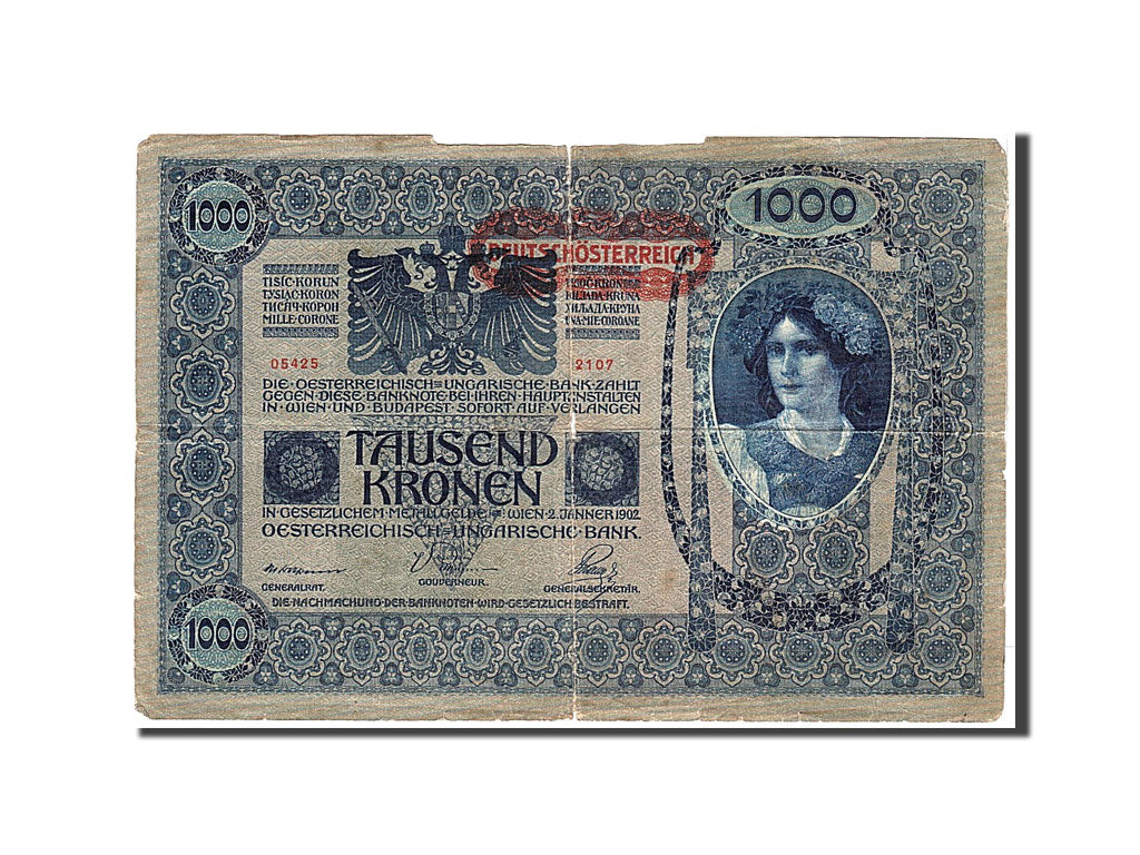 Banknot,
Austria,
1000 koron