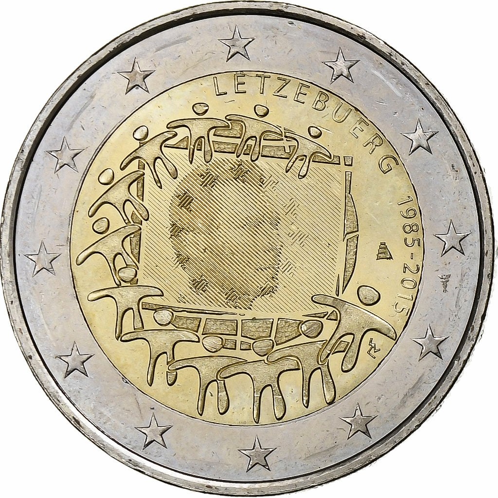 Luksemburg,
2 euro,
30 Jahre Flagge der Europäischen Union