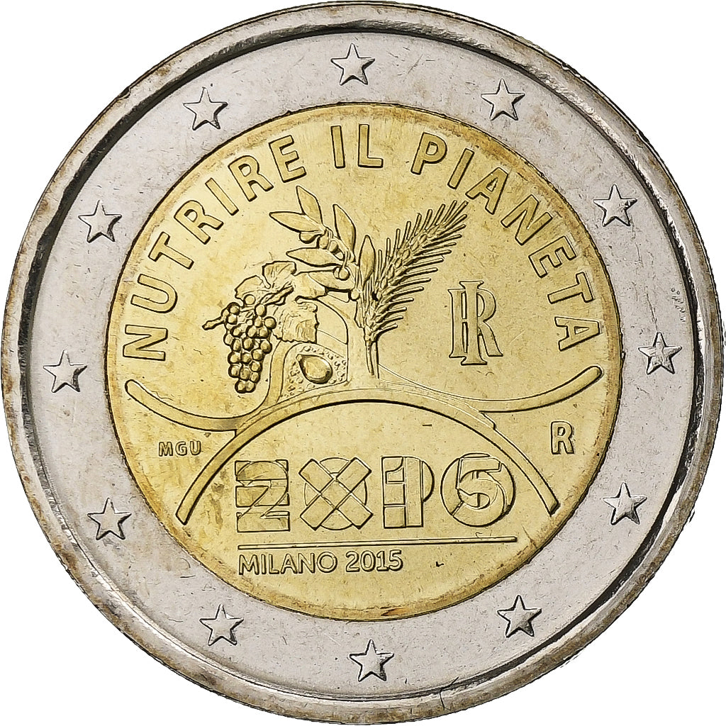 włoski,
2 euro,
Expo Mailand 2015