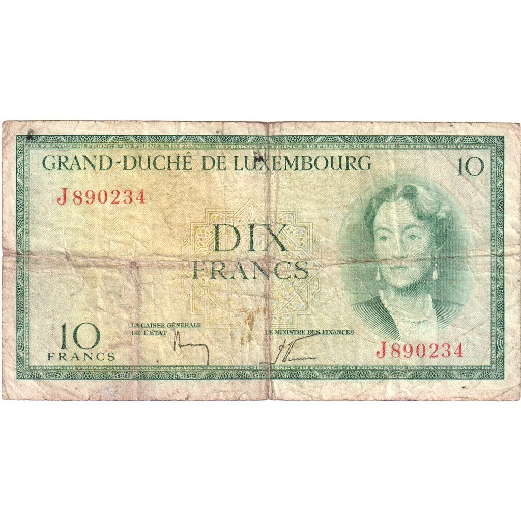 Luksemburg,
10 franków,
Bez daty (1954)