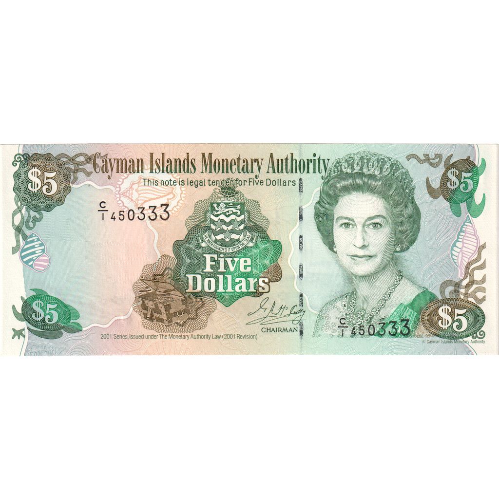 Kajmany,
5 dolarów,
UNC(65-70)