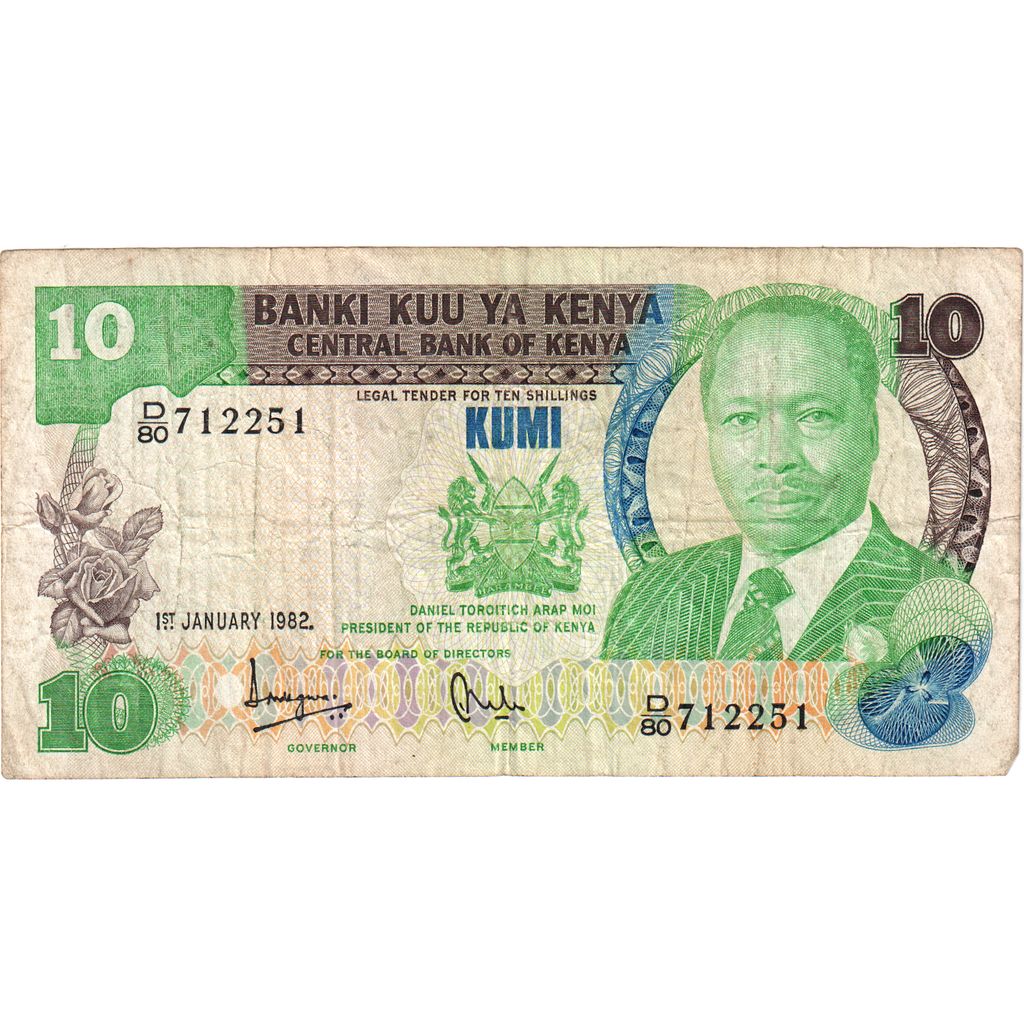 Kenia,
10 szylingów,
1982-01-01