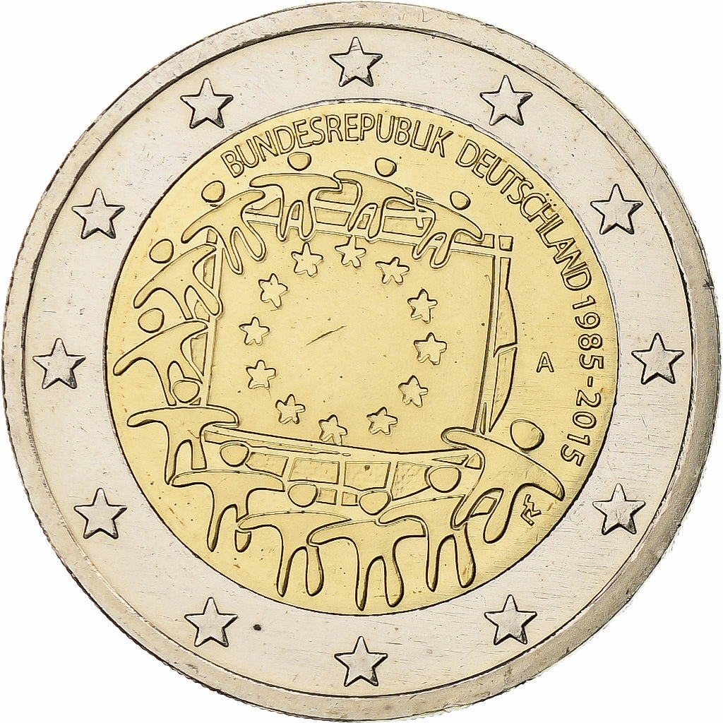 Niemcy,
2 euro,
30 Jahre vor dem Drapeau de l'UE