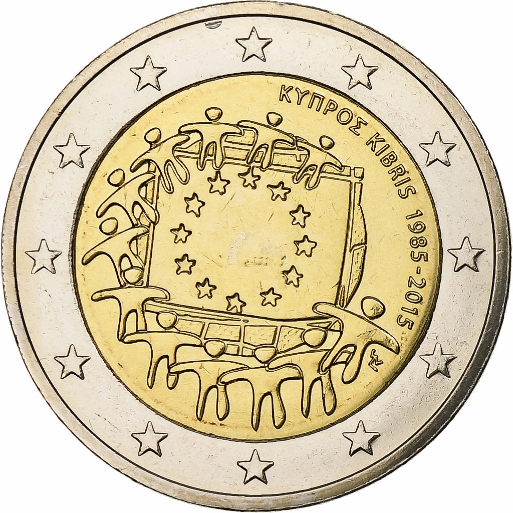 Zypern,
2 euro,
30 Jahre vor dem Drapeau de l'UE
