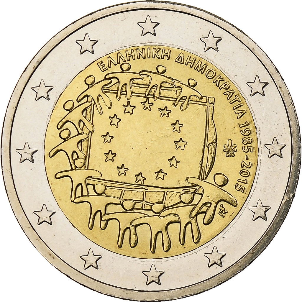 Griechenland,
2 euro,
30 Jahre vor dem Drapeau de l'UE