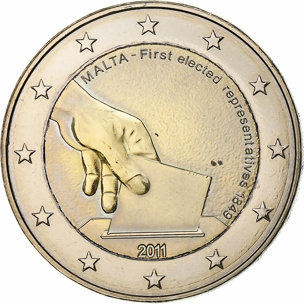 Malta,
2 euro,
Erste gewählte Vertreter