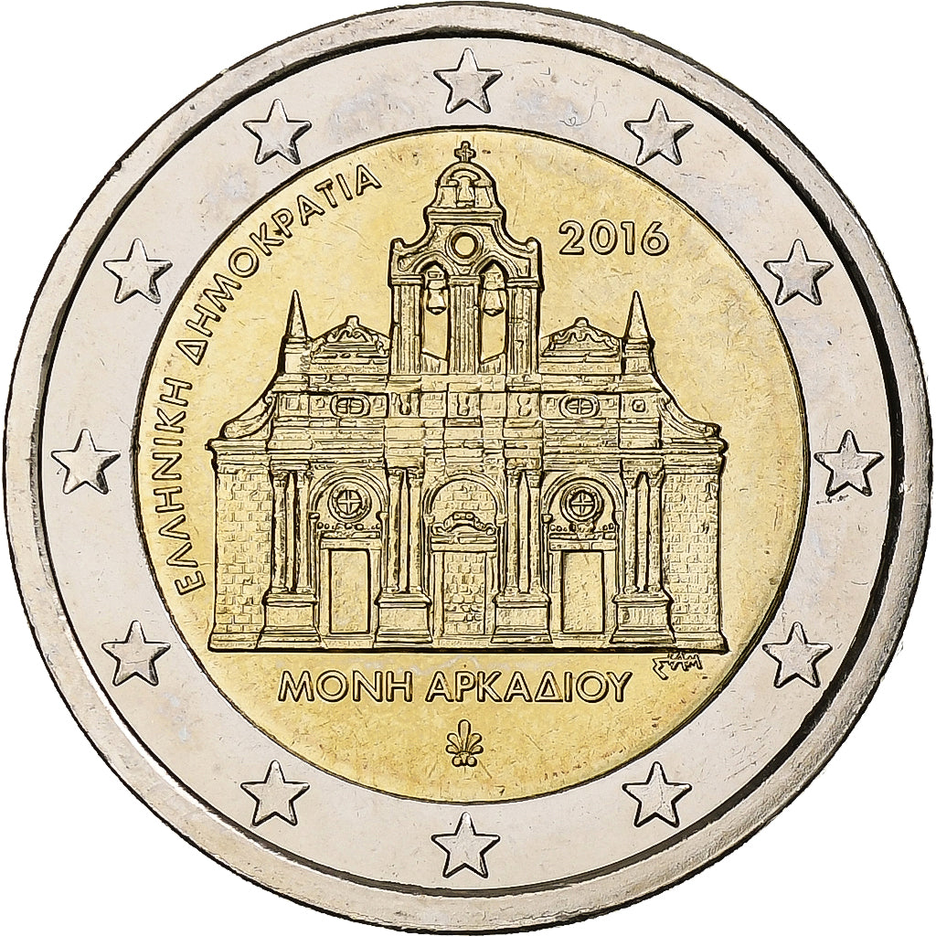 Griechenland,
2 euro,
Holocaust w Kloster Arkadi