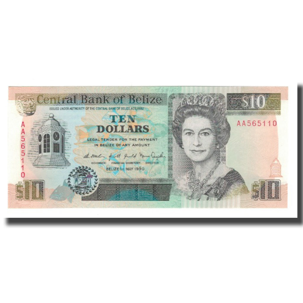Banknot,
Belize,
10 dolarów