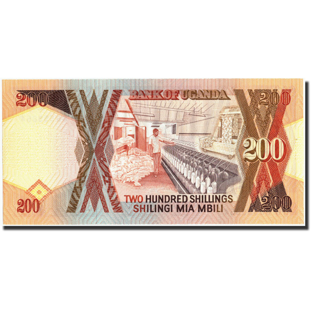 Banknot,
Uganda,
200 szylingów