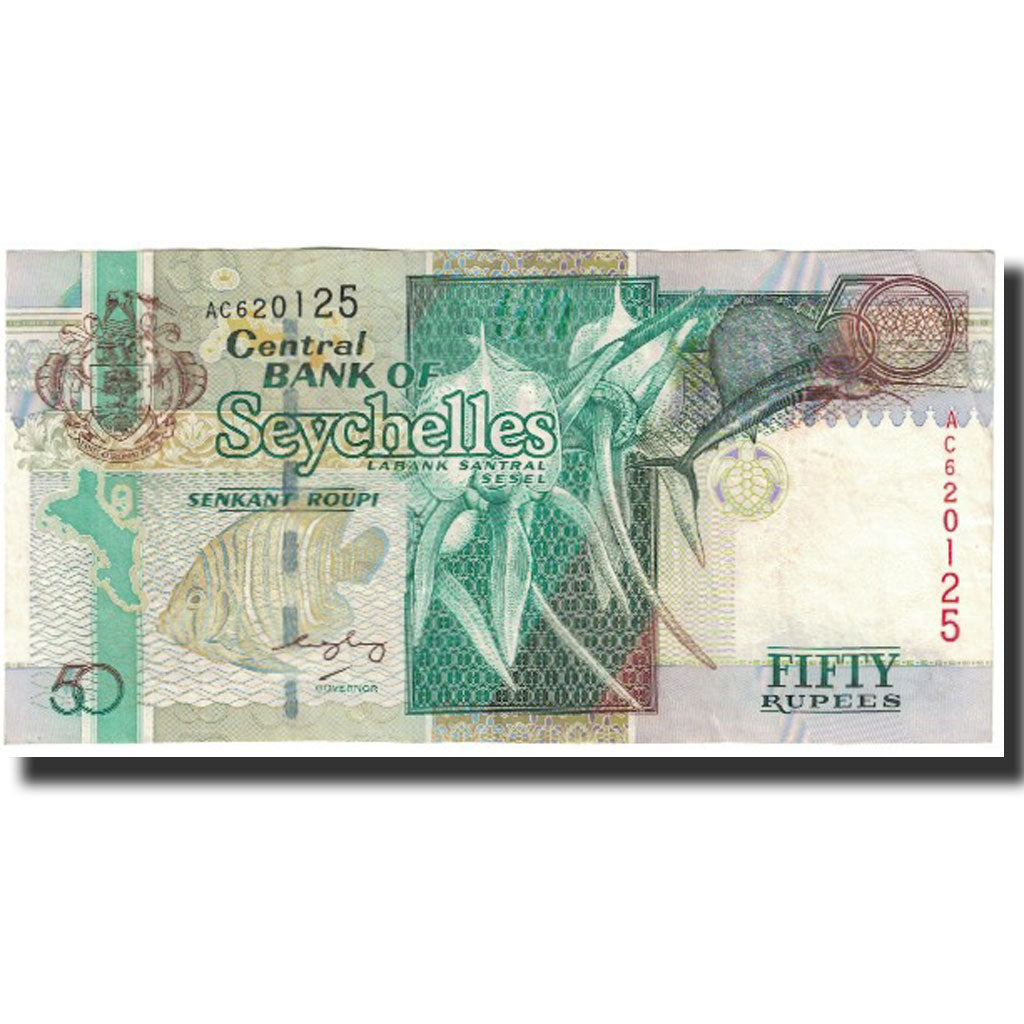 Banknot,
Seszele,
50 rupii