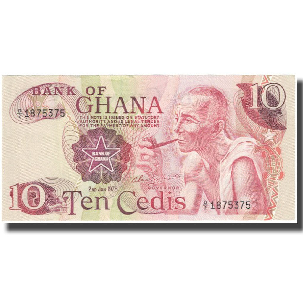 Banknot,
Ghana,
10 Cedisów