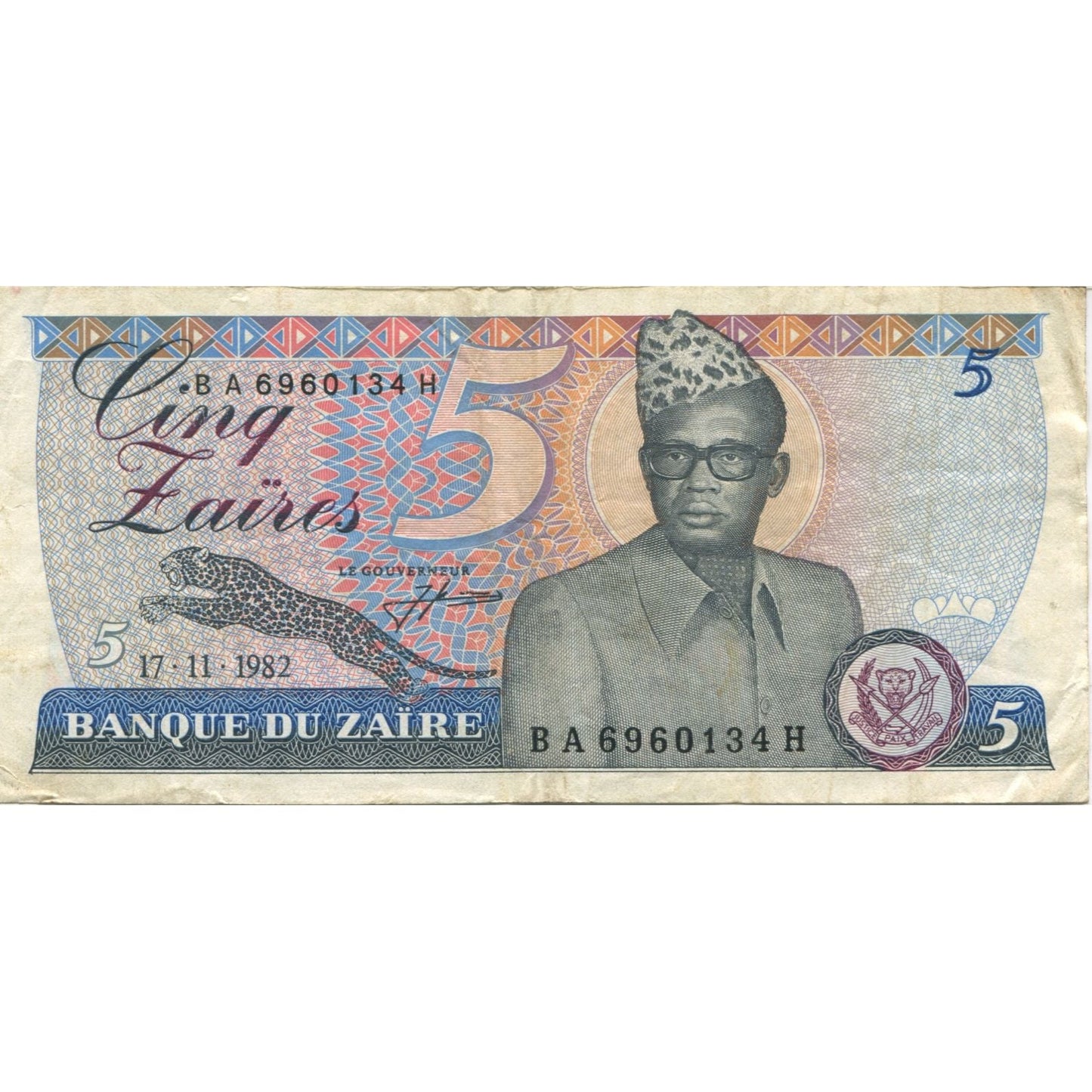 Banknot,
Zair,
5 Zair