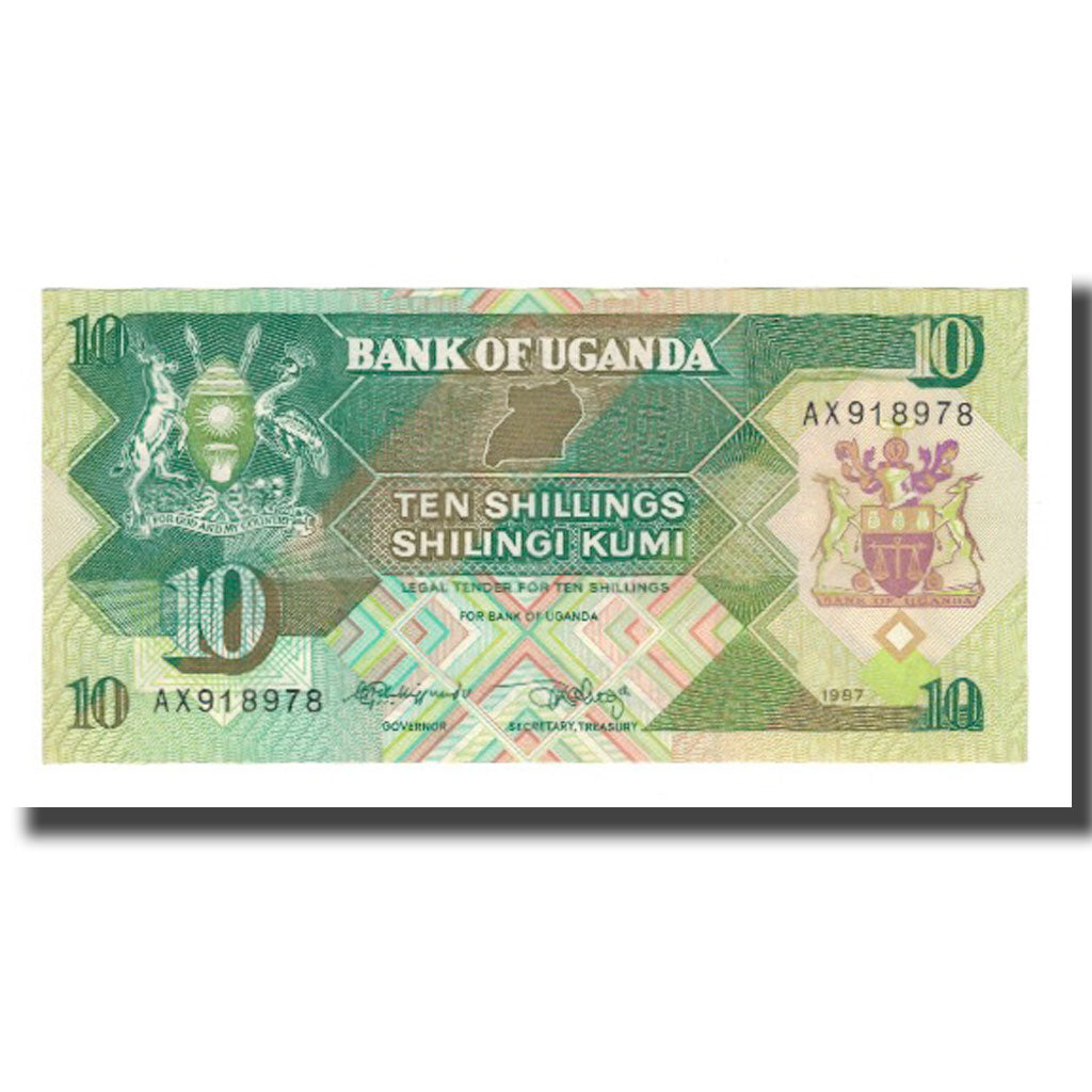Banknot,
Uganda,
10 szylingów