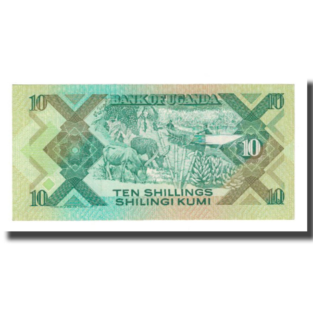 Banknot,
Uganda,
10 szylingów
