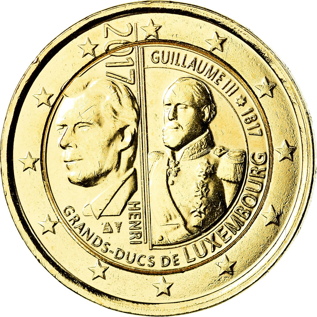 Luksemburg,
2 euro,
200 Jahre’a Guillaume’a II