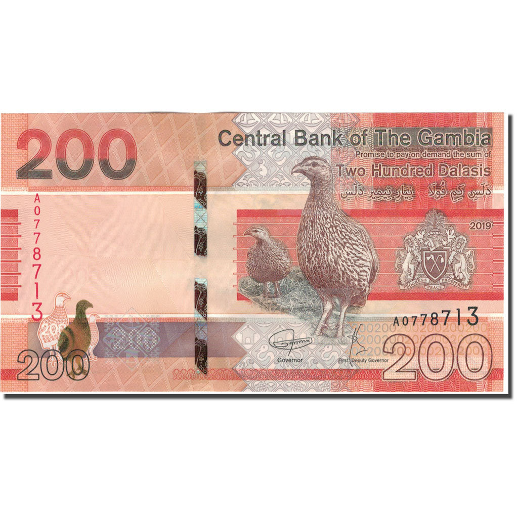 Banknot,
Gambia,
200 Dalasisów