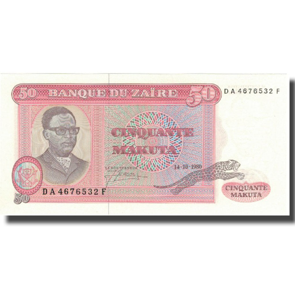 Banknot,
Zair,
50 Makutów