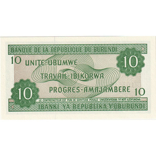 Burundi, 
  
  10 franków, 
  
  2007