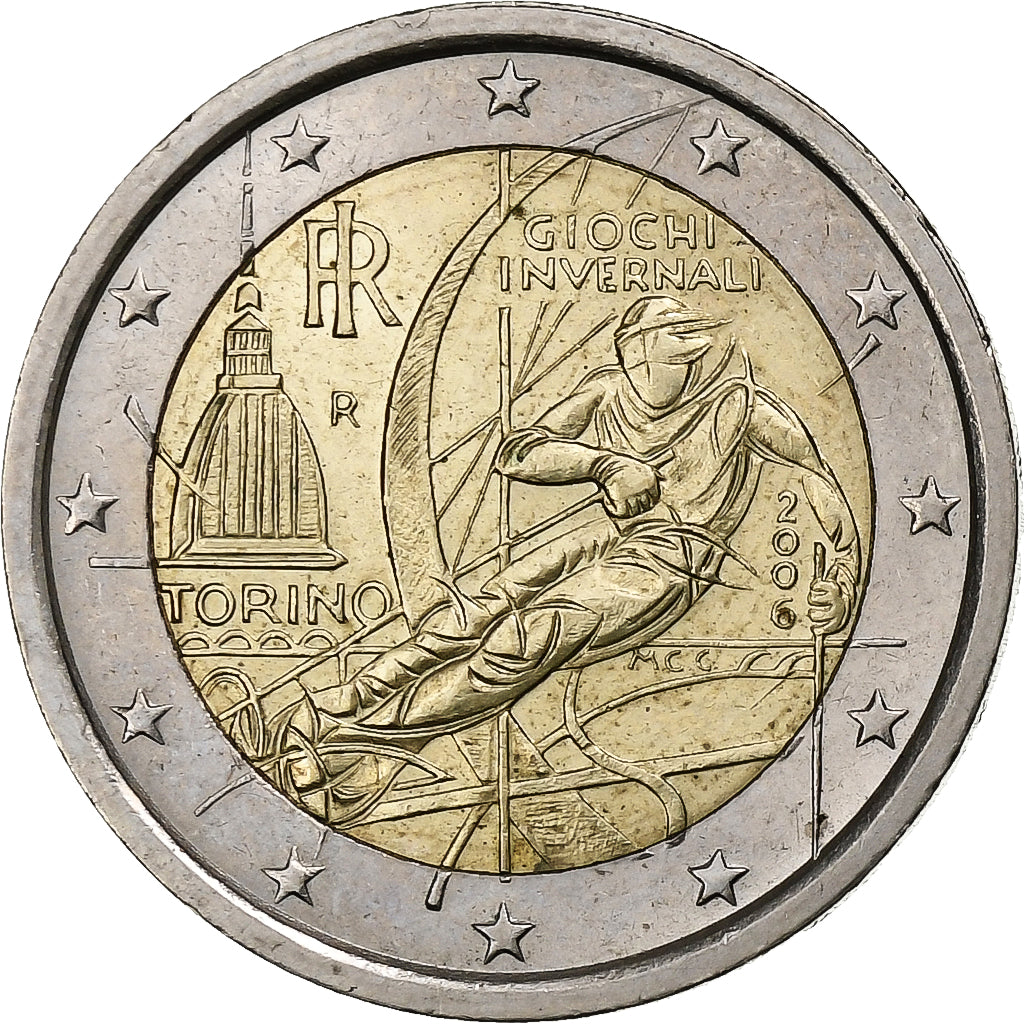 włoski, 
  
  2 euro, 
  
  Olympische Winterspiele 2006 – Turyn