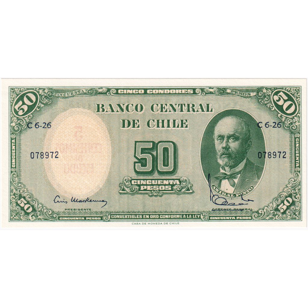 Chile, 
  
  5 centesimos na 50 peso, 
  
  UNC(65-70)