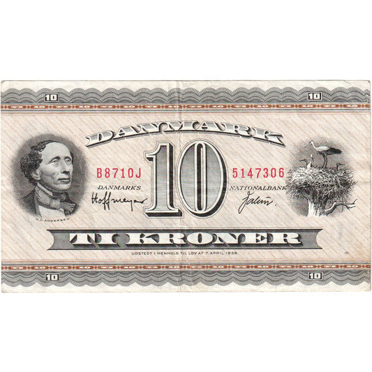 Dania, 
  
  10 koron, 
  
  1936-04-07