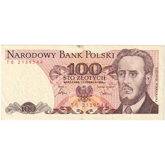 Polska, 
  
  100 złotych, 
  
  1986-06-01