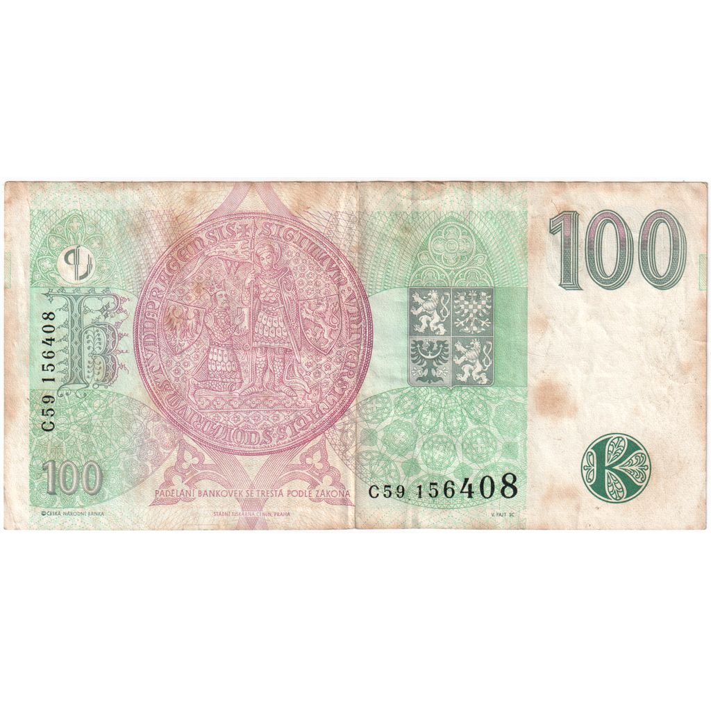Czechy, 
  
  100 koron, 
  
  VF(30-35)