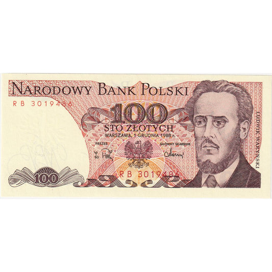 Polska, 
  
  100 złotych, 
  
  1988-12-01