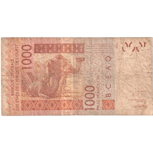 Państwa Afryki Zachodniej, 
  
  1000 franków, 
  
  VF(20-25)