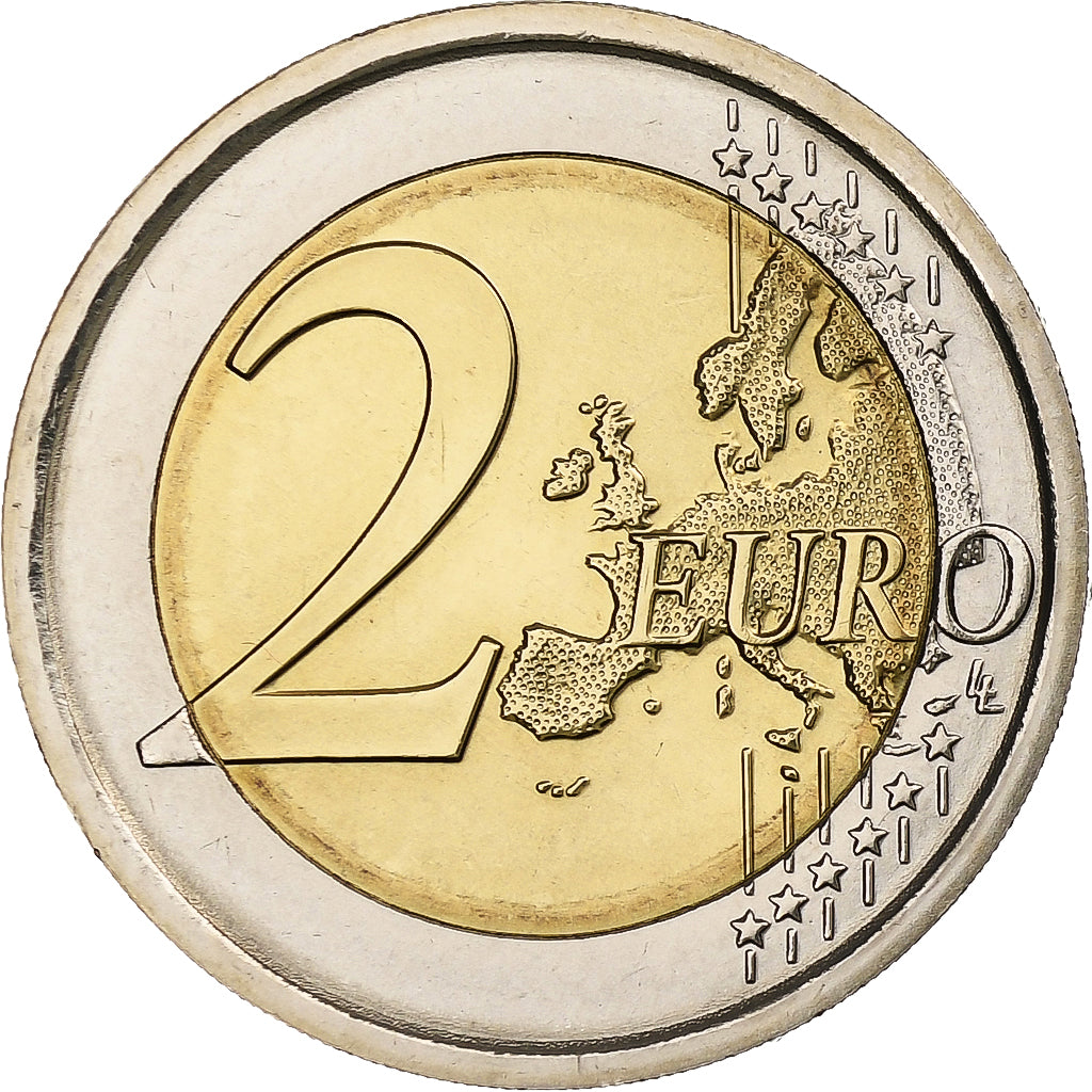 włoski, 
  
  2 euro, 
  
  30 Jahre vor dem Drapeau de l'UE