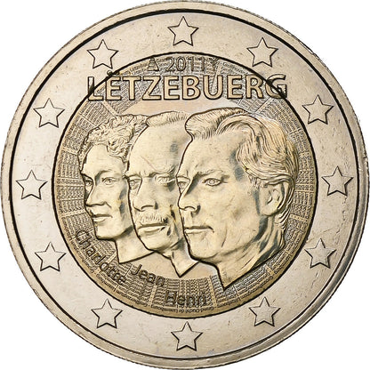 Luksemburg, 
  
  2 euro, 
  
  Jean de Luxembourg – przedstawiciel porucznika