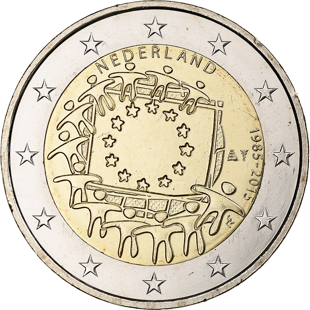 Niederlande, 
  
  2 euro, 
  
  30 Jahre vor dem Drapeau de l'UE