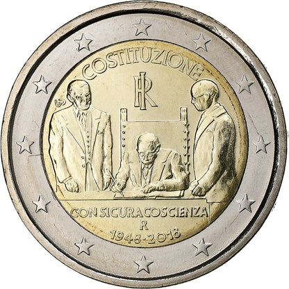 włoski, 
  
  2 euro, 
  
  Verfassung der Italienischen Republik
