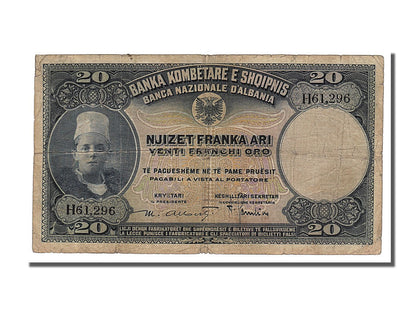 Banknot, 
  
  Albania, 
  
  20 Franka Ari