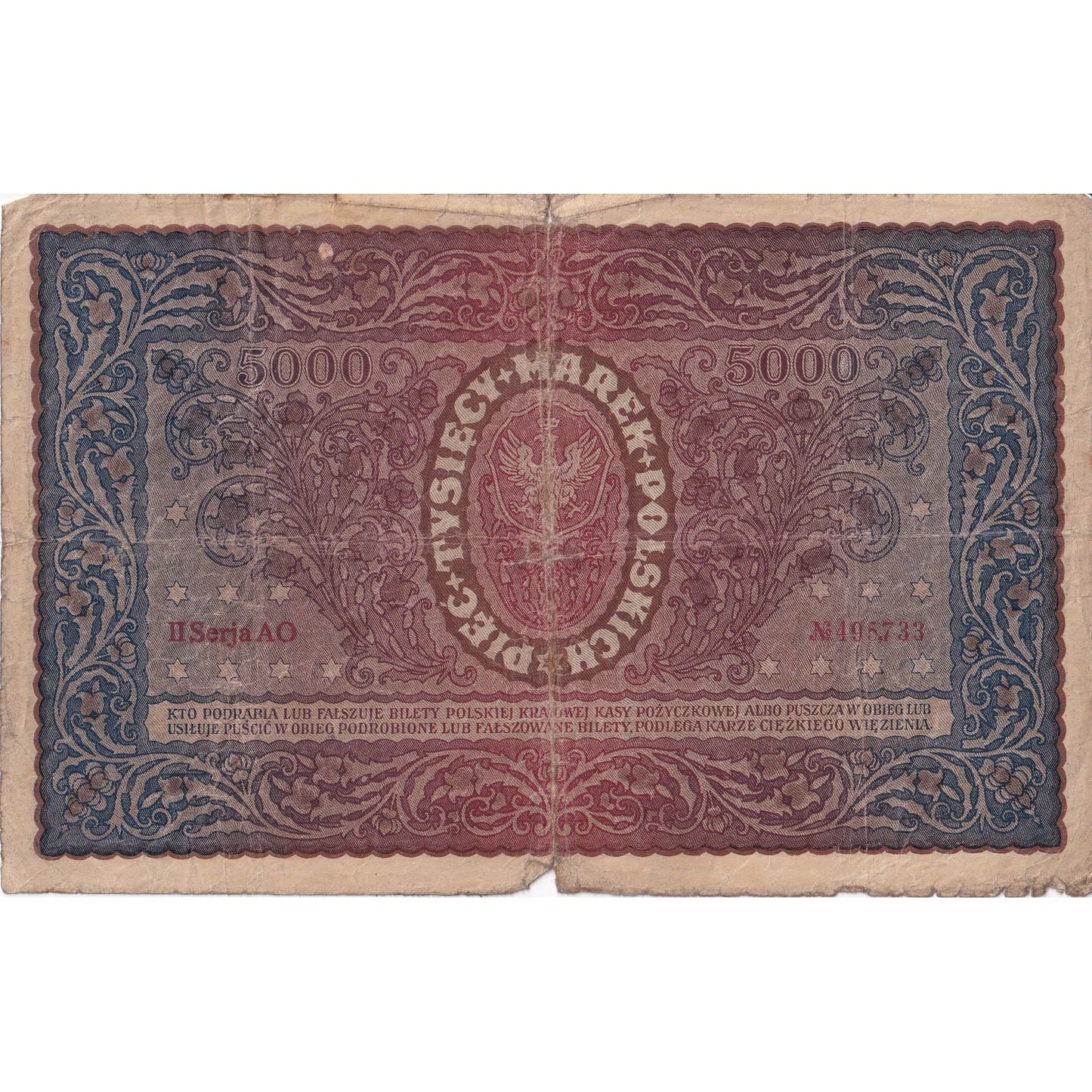Polska, 
  
  5000 Marek, 
  
  1920