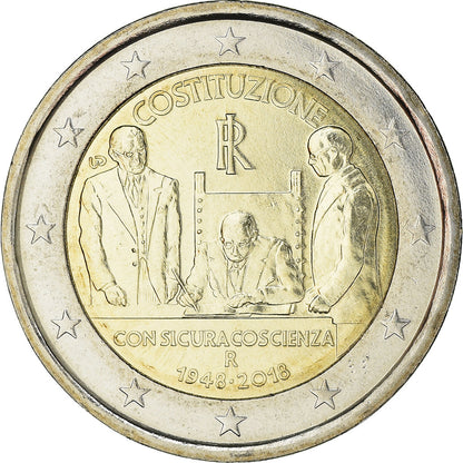 włoski, 
  
  2 euro, 
  
  70. Jahrestag der italienischen Verfassung