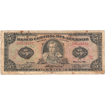 Ekwador, 
  
  5 Sucre, 
  
  1980