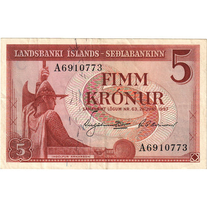 Islandia, 
  
  5 koron, 
  
  21.06.1957