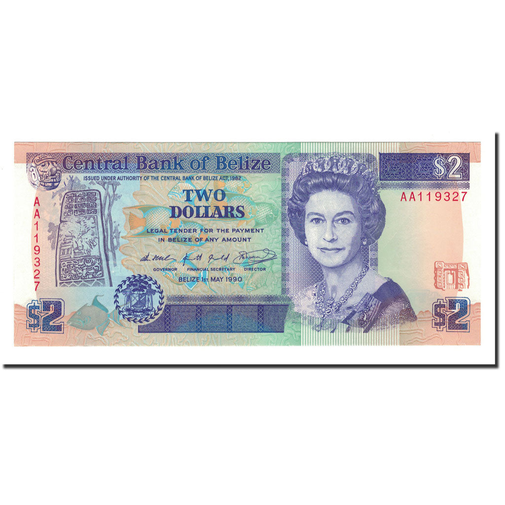 Banknot, 
  
  Belize, 
  
  2 dolary