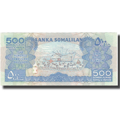 Banknot, 
  
  Somaliland, 
  
  500 szylingów = 500 szylinów