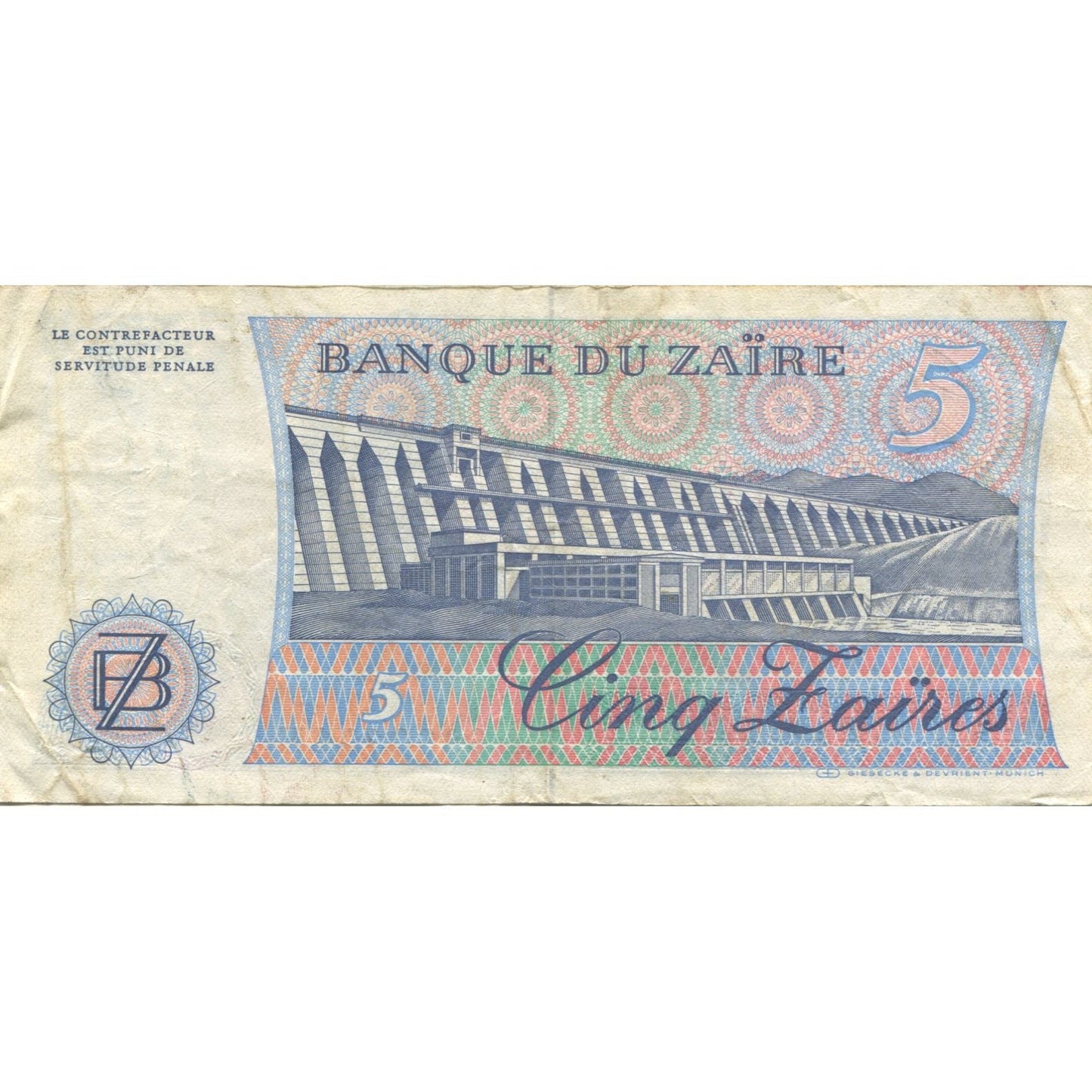 Banknot, 
  
  Zair, 
  
  5 Zair