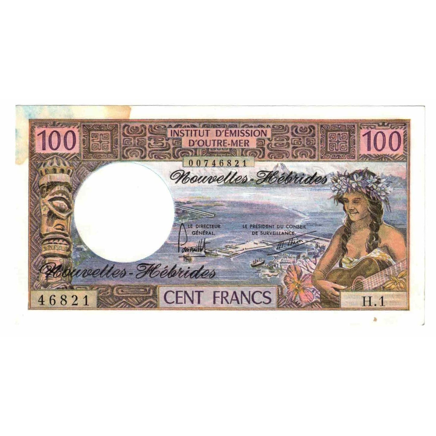 Banknot, 
  
  Nowe Hebrydy, 
  
  100 franków