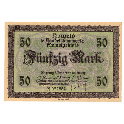 Banknot, 
  
  Memel, 
  
  50 Marek