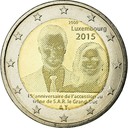 Luksemburg, 
  
  2 euro, 
  
  15. Jahrestag der Couronnement du Grand duc Henri