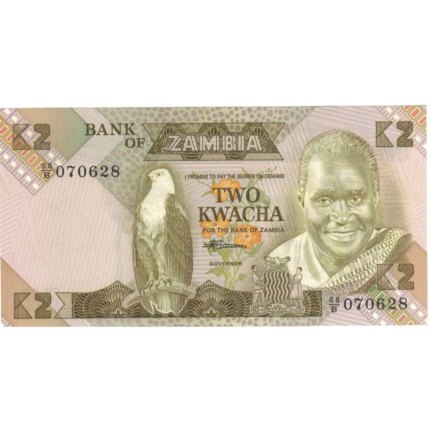 Banknot, 
  
  Zambia, 
  
  2 Kwacha